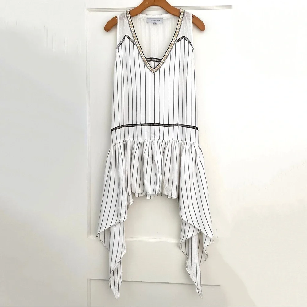 LUG VON SIGA Striped Asymmetrical Tunic Dress Top size 38